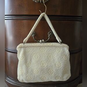 Vintage Beaded Handbag Corde Bead Purse 14x11.5 1960's